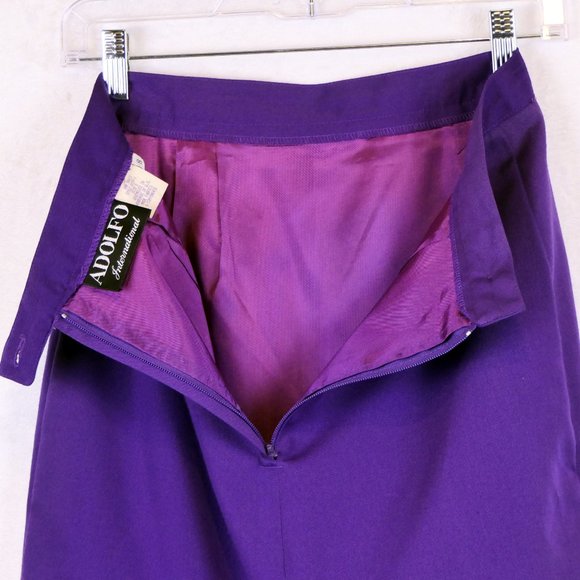 Purple Pencil Skirt Adolfo International Women's Size 8 Poly Rayon - Picture 5 of 6